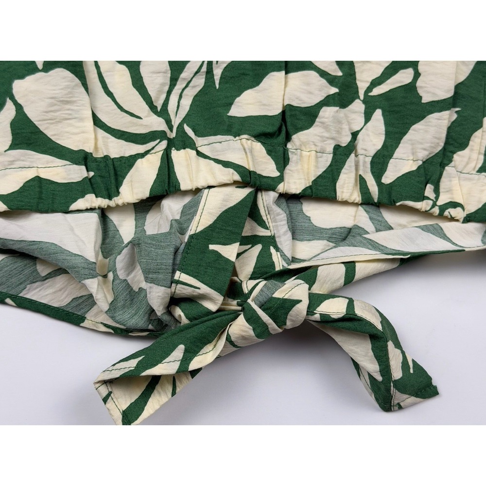 Rachel Zoe Sz XS Green White Tropical Leaf Print Tie Front Shirt Sleeveless Top - Picture 6 of 8